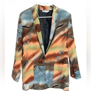 Vintage Kensington Square Floral Blazer Jacket Medium USA Made